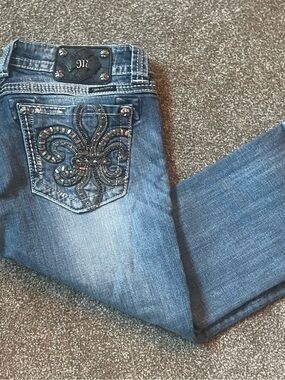 Miss Me Blue Washed Cropped Jeans